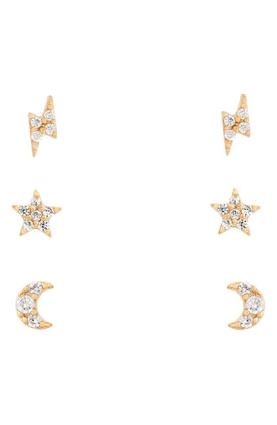 Shop Girls Crew Teeny Tiny Galaxy Set Of 3 Pairs Stud Earrings In Rose Gold