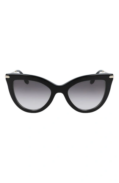 Shop Victoria Beckham 53mm Gradient Cat Eye Sunglasses In Black/ Grey Gradient