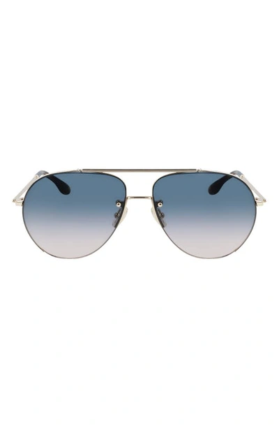 Shop Victoria Beckham 61mm Gradient Aviator Sunglasses In Gold/ Petrol Sand Gradient