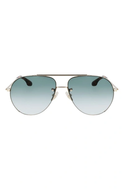 Shop Victoria Beckham 61mm Gradient Aviator Sunglasses In Gold/ Green Gradient