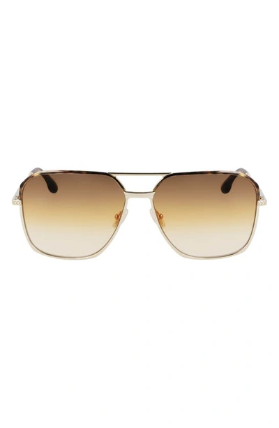 Shop Victoria Beckham 59mm Gradient Aviator Sunglasses In Gold/ Orange Triple Gradient