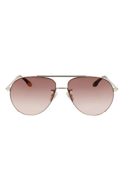 Shop Victoria Beckham 61mm Gradient Aviator Sunglasses In Gold/ Wine Gradient