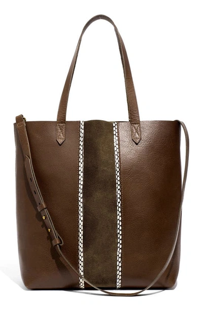 Shop Madewell The Suede Inset Edition Medium Transport Tote In Darkest Olive Multi