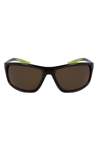 Shop Nike Adrenaline 66mm Rectangular Sunglasses In Velvet Brown/ Med Olive/ Brown