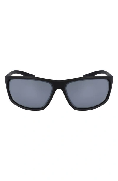 Shop Nike Adrenaline 66mm Rectangular Sunglasses In Matte Wolf Grey/ Blue Mirror