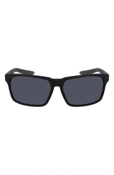 Shop Nike Maverick Rge 59mm Rectangular Sunglasses In Matte Black/ Dark Grey
