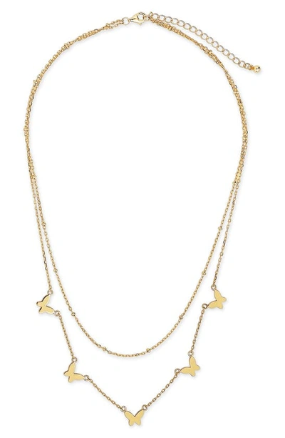 Shop Sterling Forever Butterfly Layered Necklace In Gold