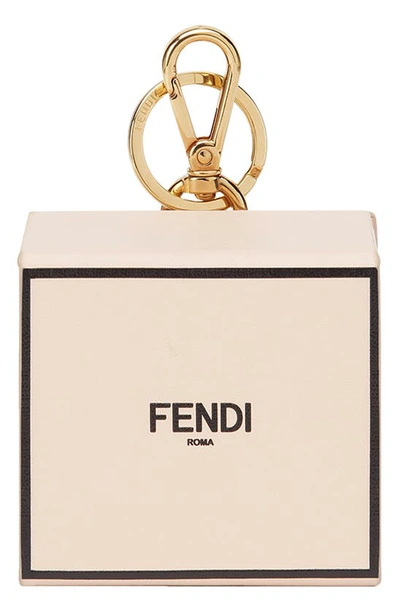 Shop Fendi Logo Mini Box Bag Charm In Rosa Quarzo/nr/os