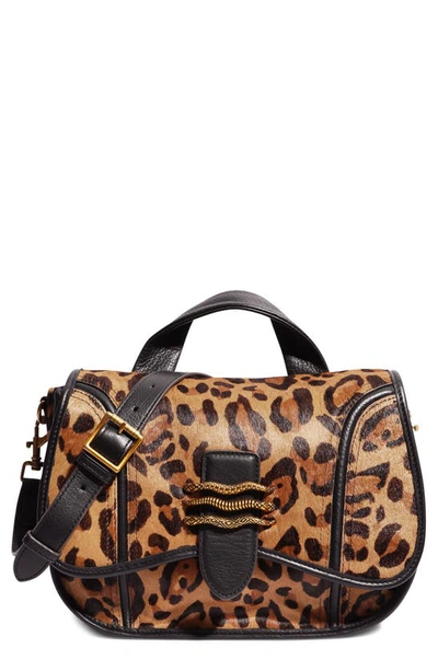 Shop Aimee Kestenberg Fierce & Fab Saddle Bag In Large Leopard Calf Hair