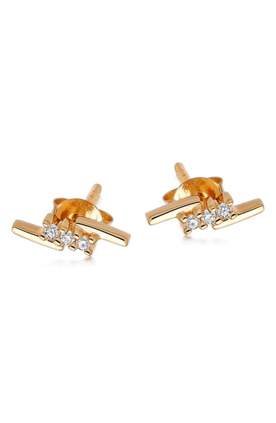 Shop Missoma Pave Cubic Zirconia Lightning Stud Earrings In Gold