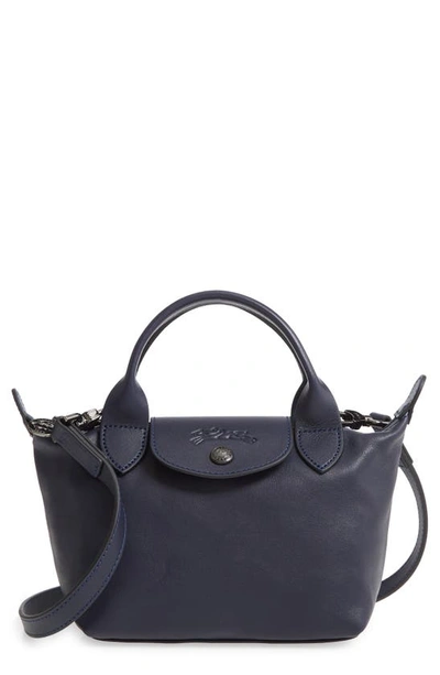 Longchamp Le Pliage Cuir Small Leather Short Handle Tote Women's Navy