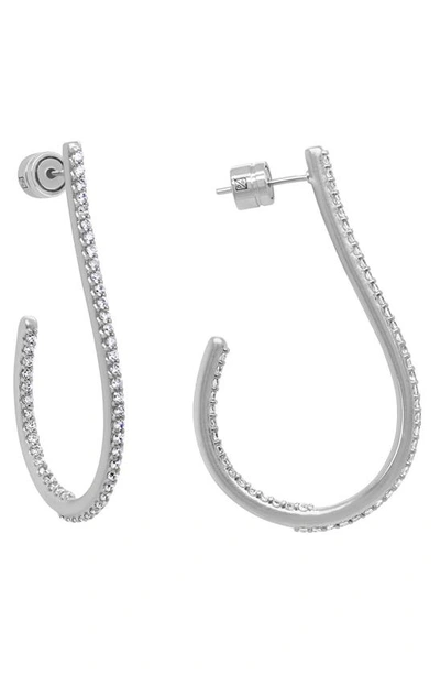 Shop Dean Davidson Pave Teardrop Hoop Earrings In White Topaz/silver