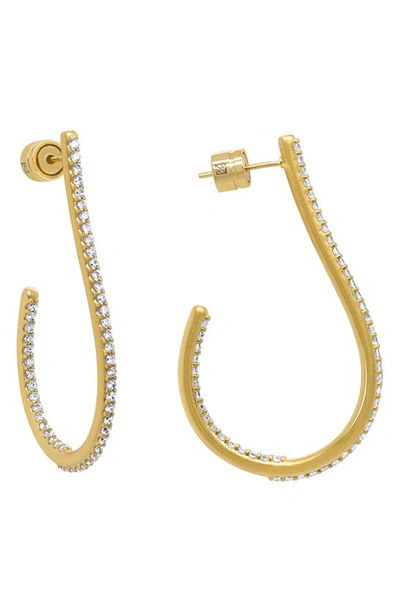 Shop Dean Davidson Pavé Teardrop Hoop Earrings In White Topaz/gold