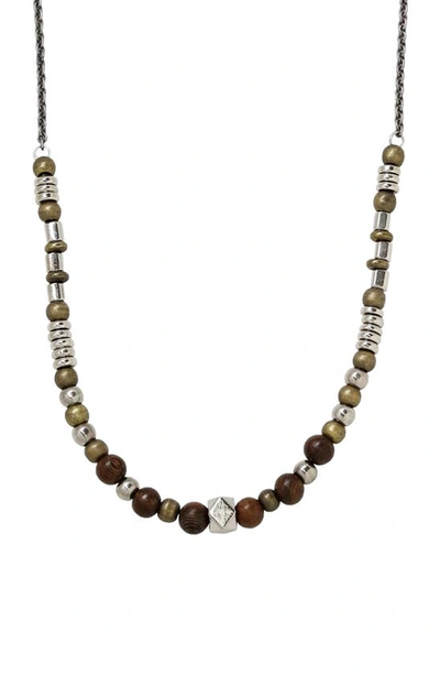 Shop Ettika Metal & Wood Beaded Necklace In Brown