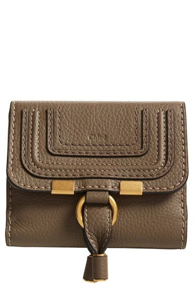 Shop Chloé Marcie Leather French Wallet In Army Green
