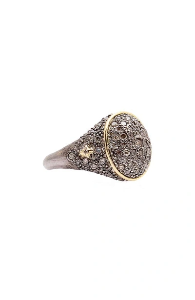Shop Armenta Old World Pave Signet Ring In Yellow Gold