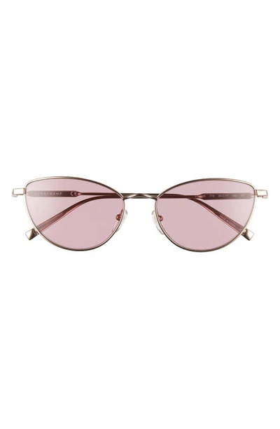 Longchamp 55mm Oval Sunglasses In Rose Gold/ Lilac