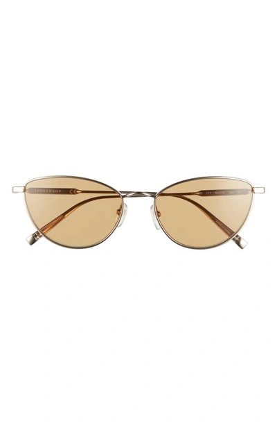 Shop Longchamp 55mm Oval Sunglasses In Gold Bourbon/ Honey