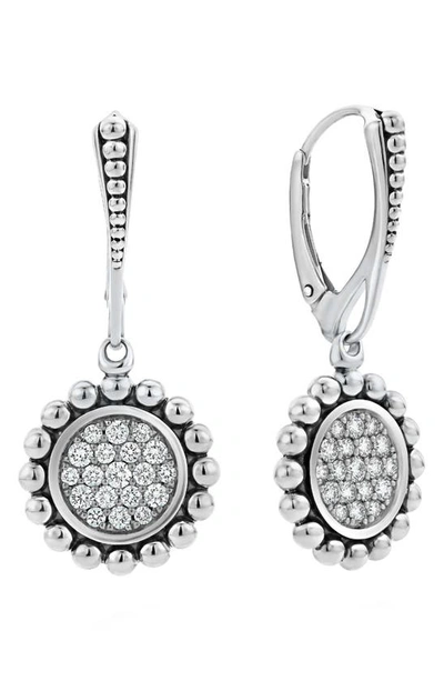 Shop Lagos Caviar Spark Diamond Circle Drop Earrings In Silver/ Diamond