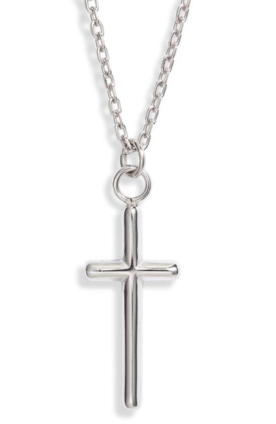 Shop Knotty Cross Pendant Necklace In Rhodium
