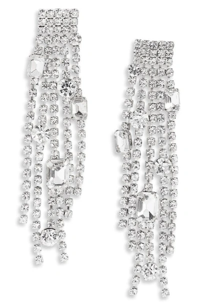 Cristabelle Fringe Post Earrings In Crystal/rhod
