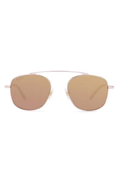 Shop Diff Asher 51mm Aviator Sunglasses In Rose Gold/ Brown