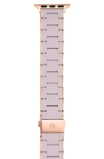 Shop Michele Apple Watch Wrapped Silicone Bracelet Strap In Lilac/rose Gold