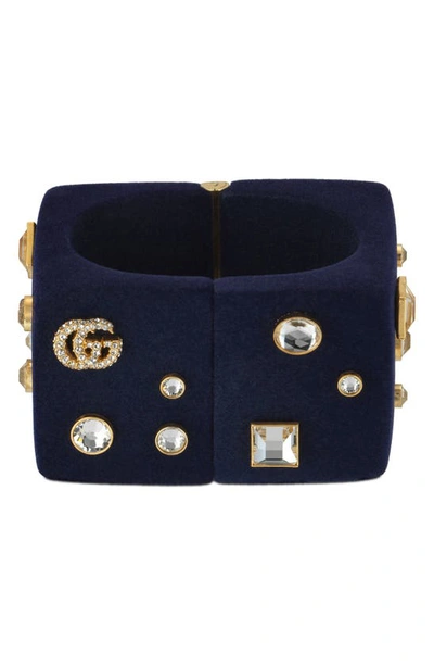 Shop Gucci Gg Mix Crystal Box Bracelet In Navy