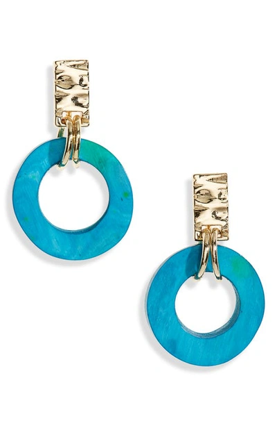 Shop Akola Small Horn Circle Drop Earrings In Turquoise