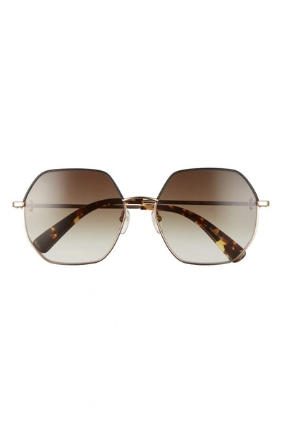 Shop Longchamp 58mm Gradient Geometric Sunglasses In Gold/ Green Gradient