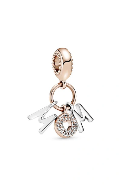 Shop Pandora Mom Letters Dangle Charm In Rose Gold