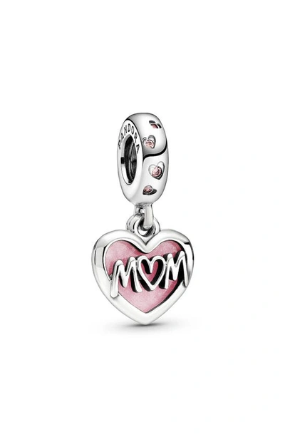 Shop Pandora Mom Script Heart Dangle Charm In Pink