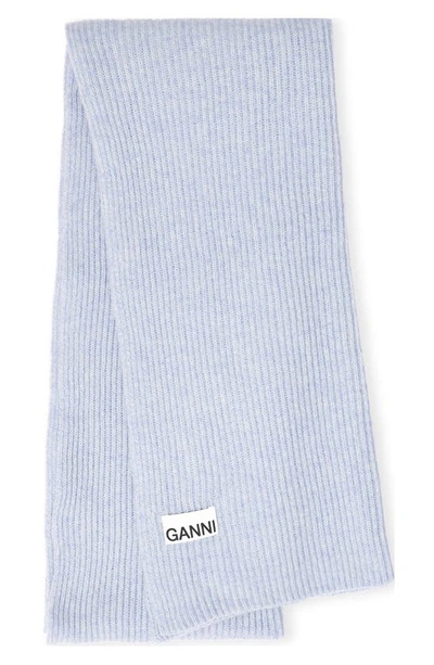 Shop Ganni Recycled Wool Blend Scarf In Heather