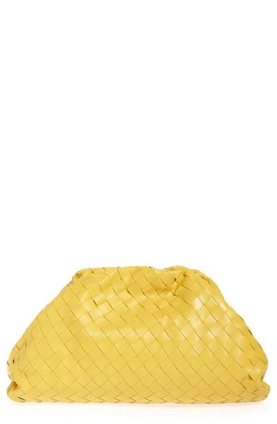 Shop Bottega Veneta Intrecciato Leather Pouch In Buttercup/ Gold