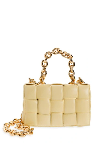 Shop Bottega Veneta The Chain Cassette Bag In Butter/ Gold