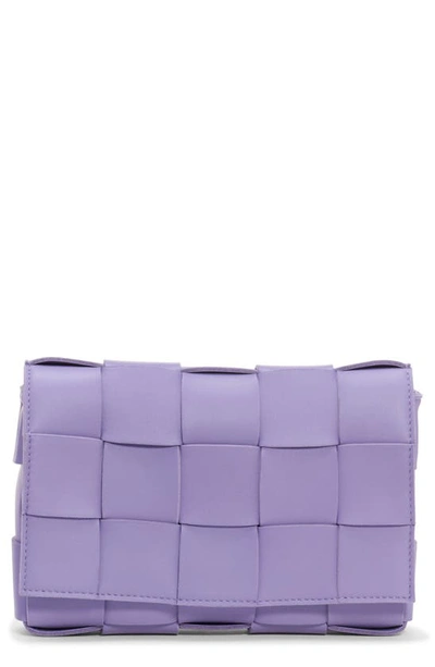 Shop Bottega Veneta Intrecciato Leather Crossbody Bag In Lavender/ Silver