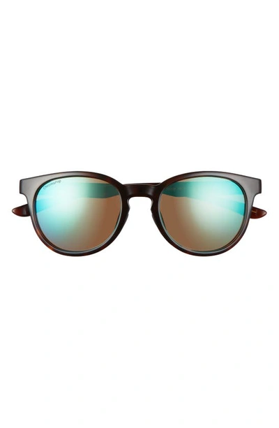 Shop Smith Eastbank 52mm Chromapop™ Polarized Round Sunglasses In Tortoise/polarized Opal Mirror