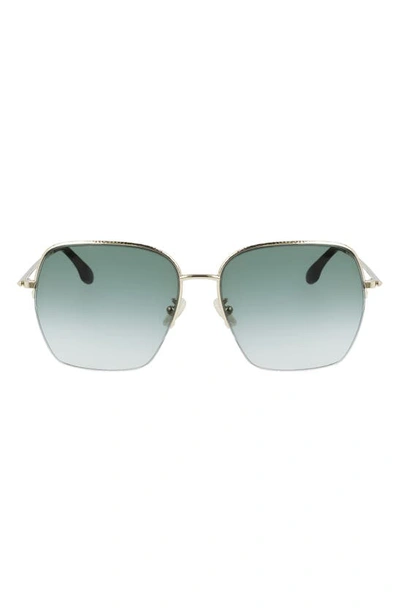 Shop Victoria Beckham Square 61mm Sunglasses In Gold/ Green Gradient