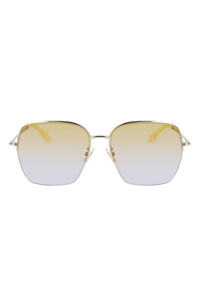 Shop Victoria Beckham Square 61mm Sunglasses In Gold/ Honey Purple Gradient