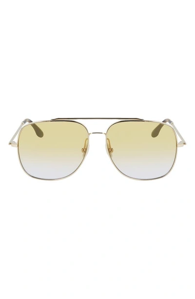 Shop Victoria Beckham 59mm Gradient Navigator Sunglasses In Gold/ Honey Purple Gradient