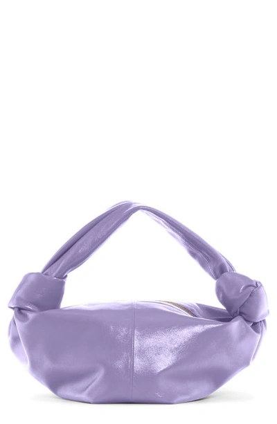 Shop Bottega Veneta Mini Leather Hobo In Lavender/ Silver