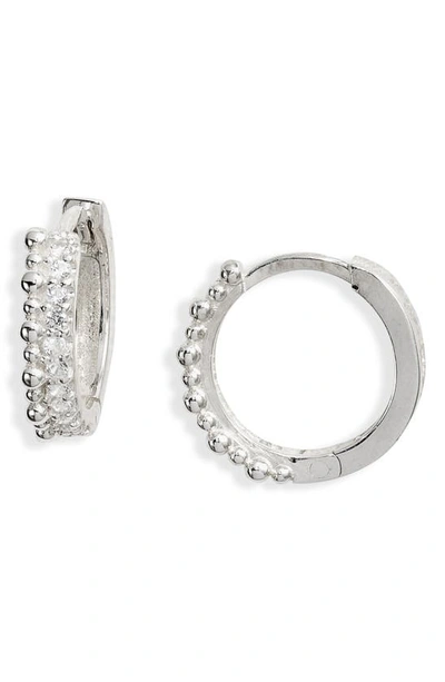 Shop Anzie Dew Drop Huggie Hoop Earrings In Silver