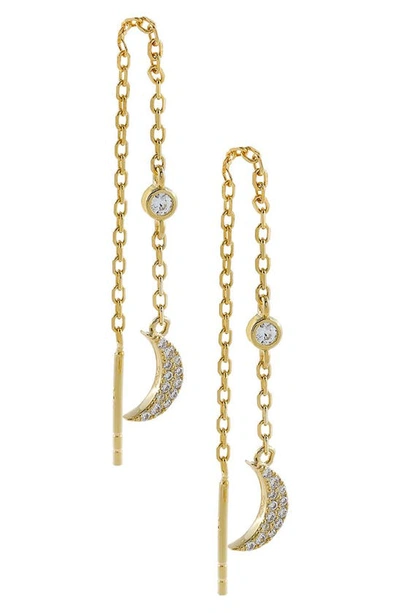 Shop Adinas Jewels Adina's Jewels Cubic Zirconia Crescent Moon Threader Earrings In Gold