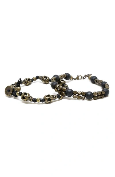 Shop Ettika Set Of 2 Brass Bracelets In Black