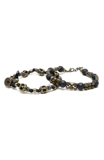 Ettika Set Of 2 Brass Bracelets In Black