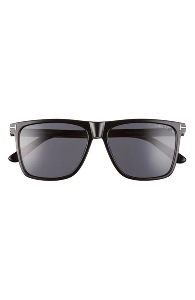 Shop Tom Ford 57mm Fletcher Square Sunglasses In Shiny Black/ Smoke