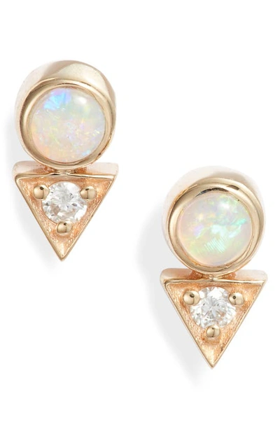 Shop Anzie Cleo Opal & Diamond Stud Earrings In Gold