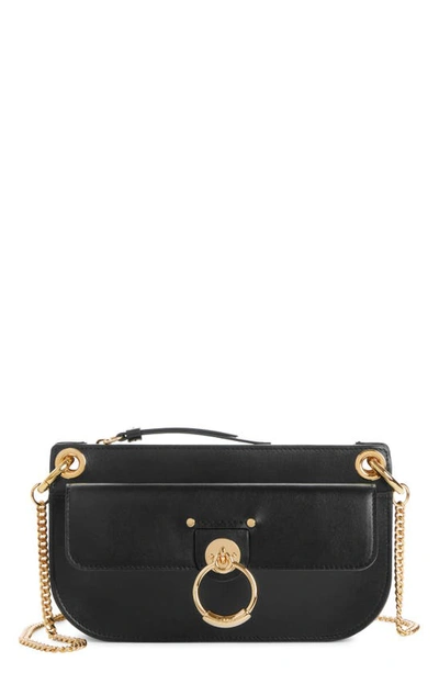 Shop Chloé Mini Tess Leather Crossbody Bag In 001 Black