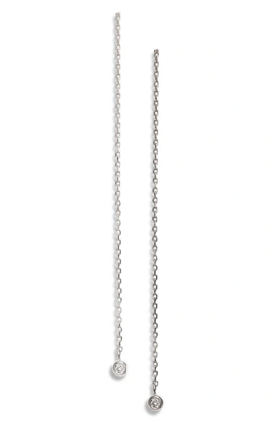 Shop Anzie Cleo Sapphire Chain Threader Earrings In Silver