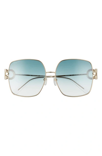 Shop Ferragamo 59mm Gradient Square Sunglasses In Gold/ Petrol Gradient